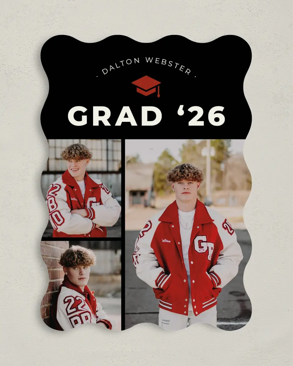 This is a 5" x 7" Graduation Announcement Card called Cool & Classic printed in full color on Premium Smooth paper