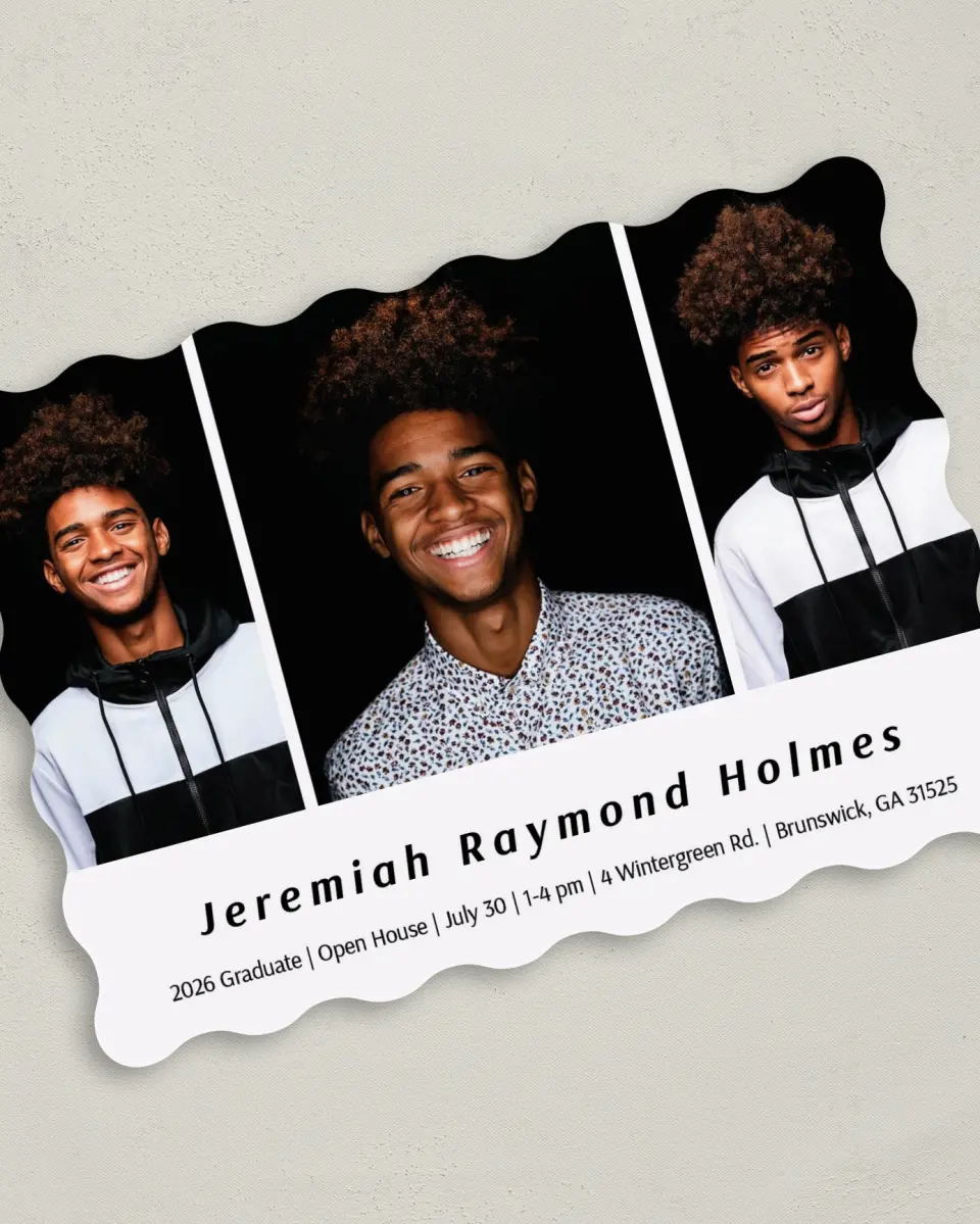 This is a 5" x 7" Graduation Announcement Card called Great Name printed in full color on Premium Smooth paper