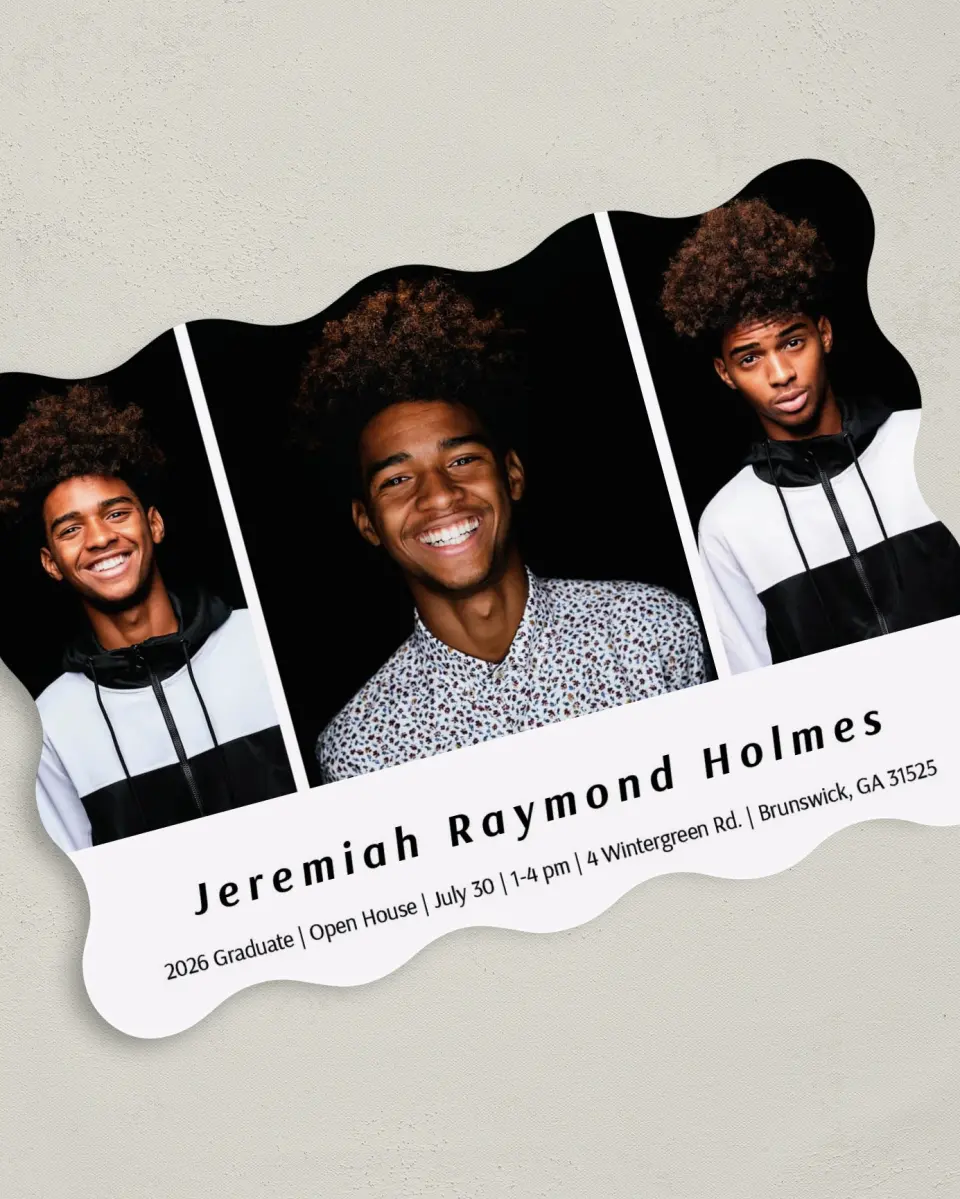 This is a 5" x 7" Graduation Announcement Card called Great Name printed in full color on Premium Smooth paper