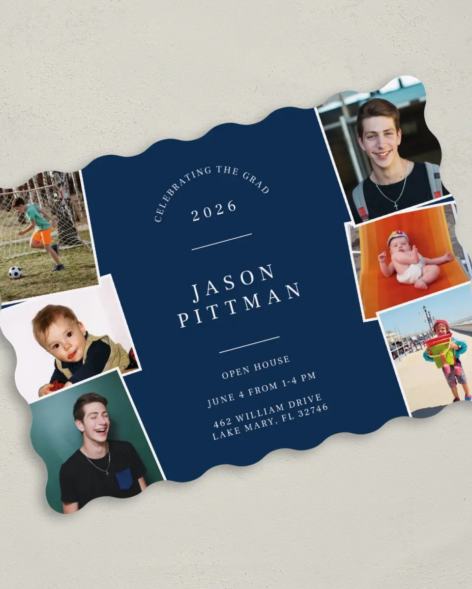 This is a 5" x 7" Graduation Announcement Card called Through the Years printed in full color on Premium Smooth paper