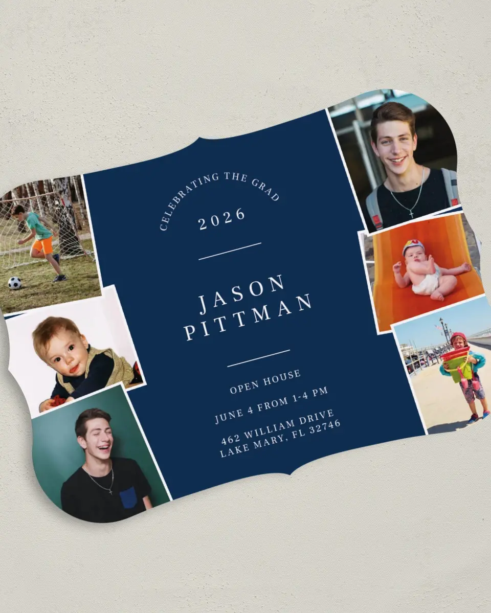This is a 5" x 7" Graduation Announcement Card called Through the Years printed in full color on Premium Smooth paper