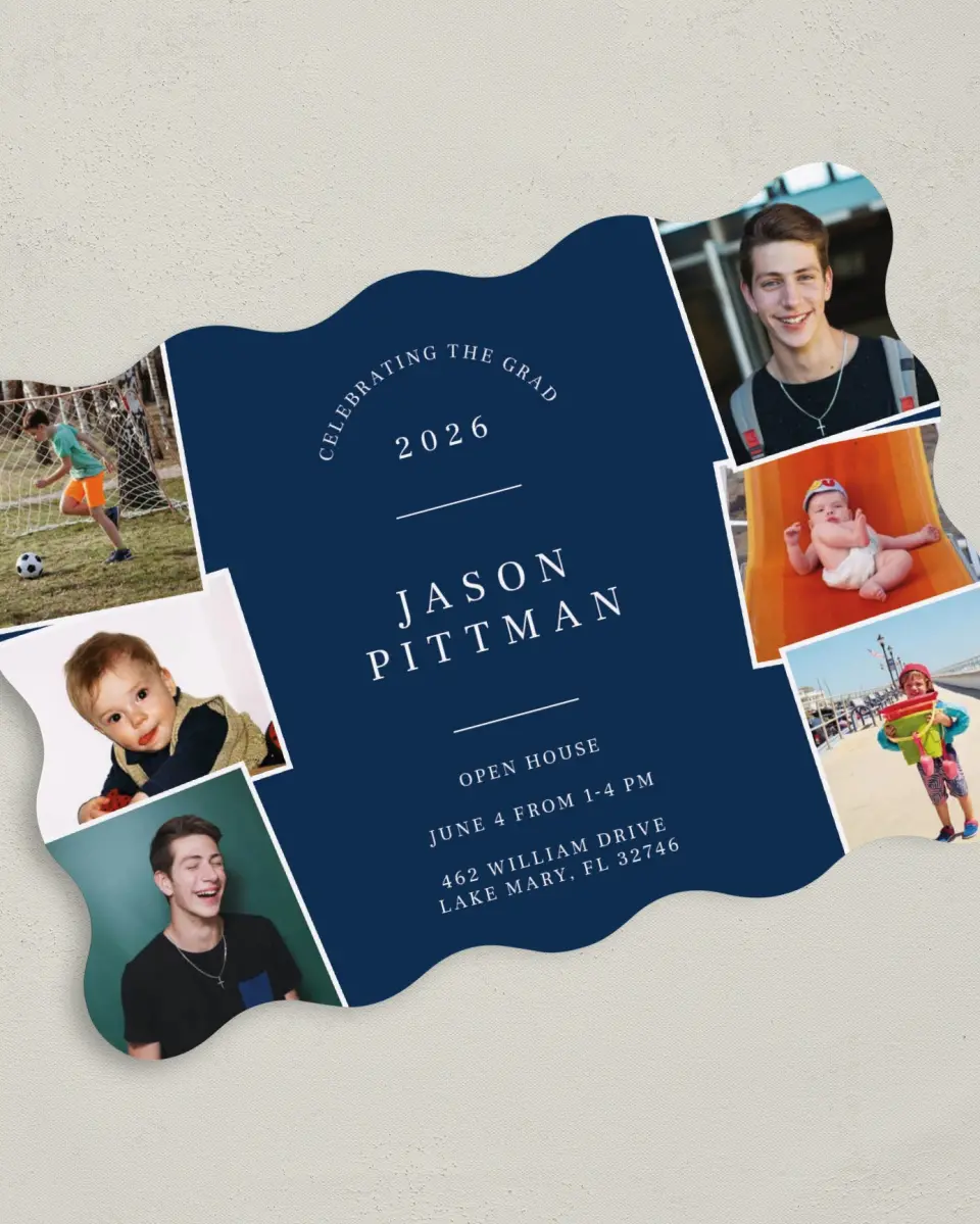 This is a 5" x 7" Graduation Announcement Card called Through the Years printed in full color on Premium Smooth paper