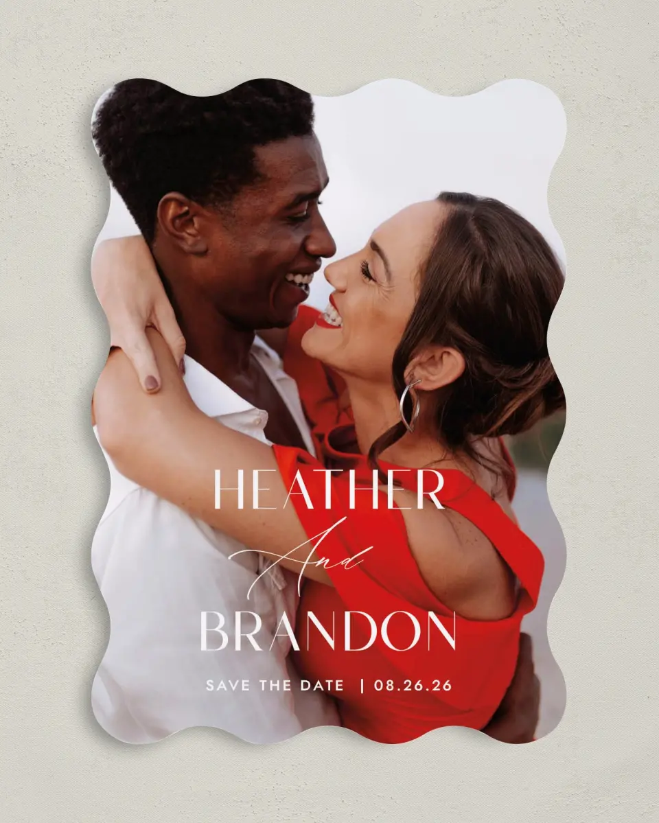 This is a 5" x 7" Save the Date Card called Neat Names printed in full color on Premium Smooth paper