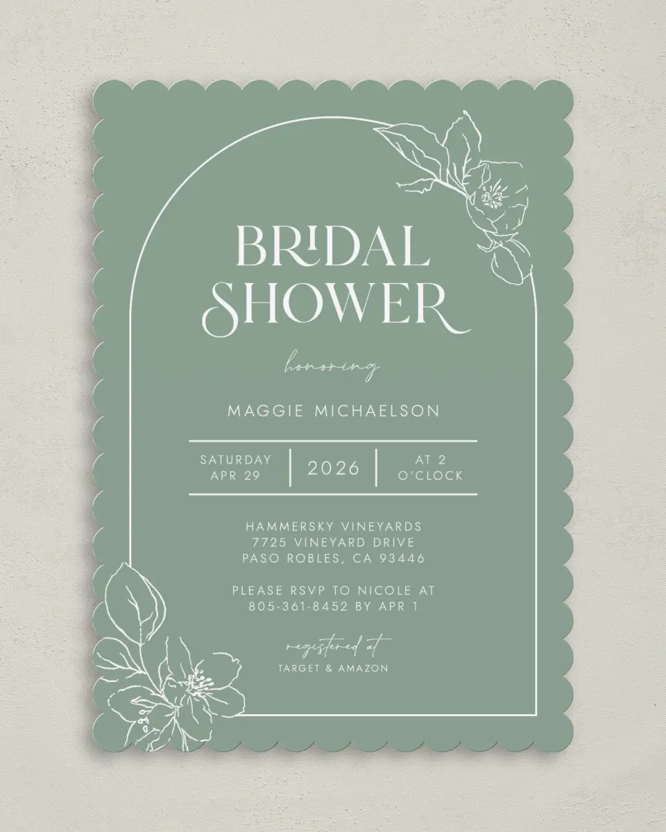 This is a 5" x 7" Bridal Shower Invitation called Joyful Blooms printed in full color on Premium Smooth paper
