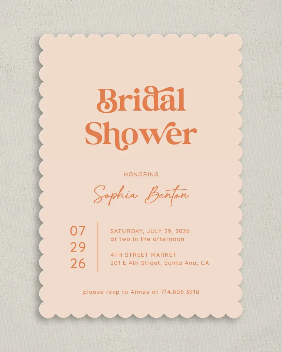 This is a 5" x 7" Bridal Shower Invitation called Funky Fun printed in full color on Premium Smooth paper
