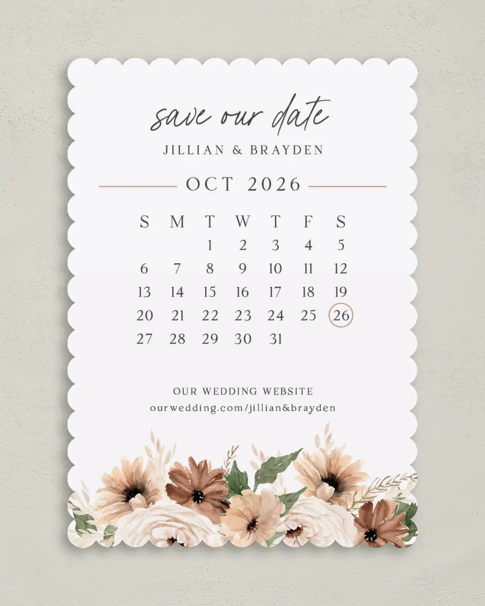 This is a 5" x 7" Save the Date Card called Crisp Date printed in full color on Premium Smooth paper