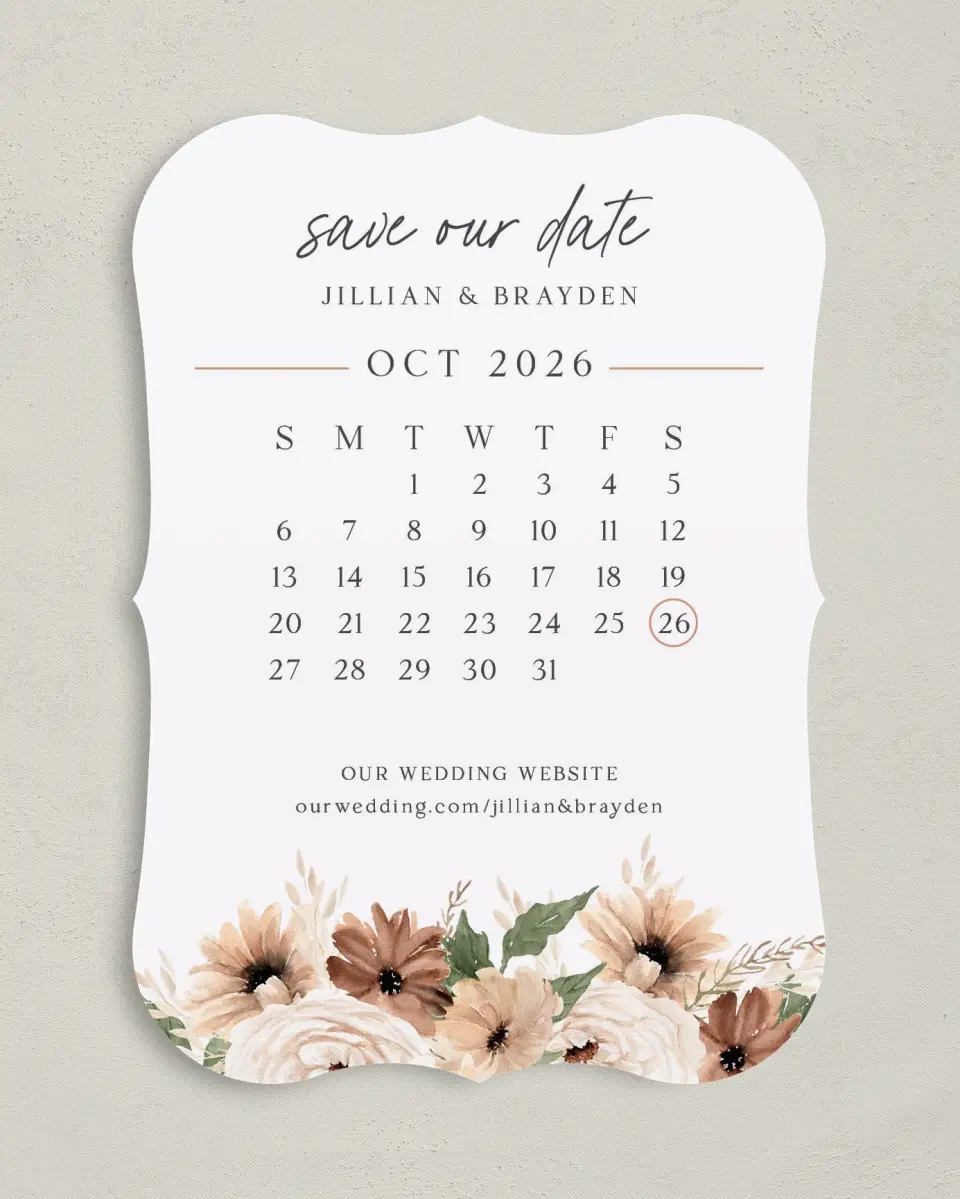 This is a 5" x 7" Save the Date Card called Crisp Date printed in full color on Premium Smooth paper