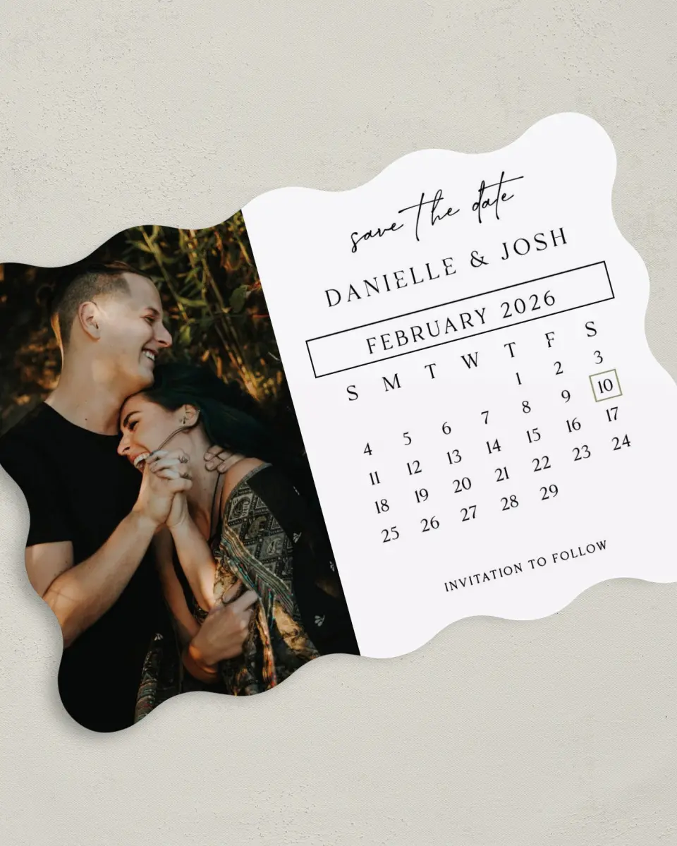 This is a 5" x 7" Save the Date Card called Date Capture printed in full color on Premium Smooth paper