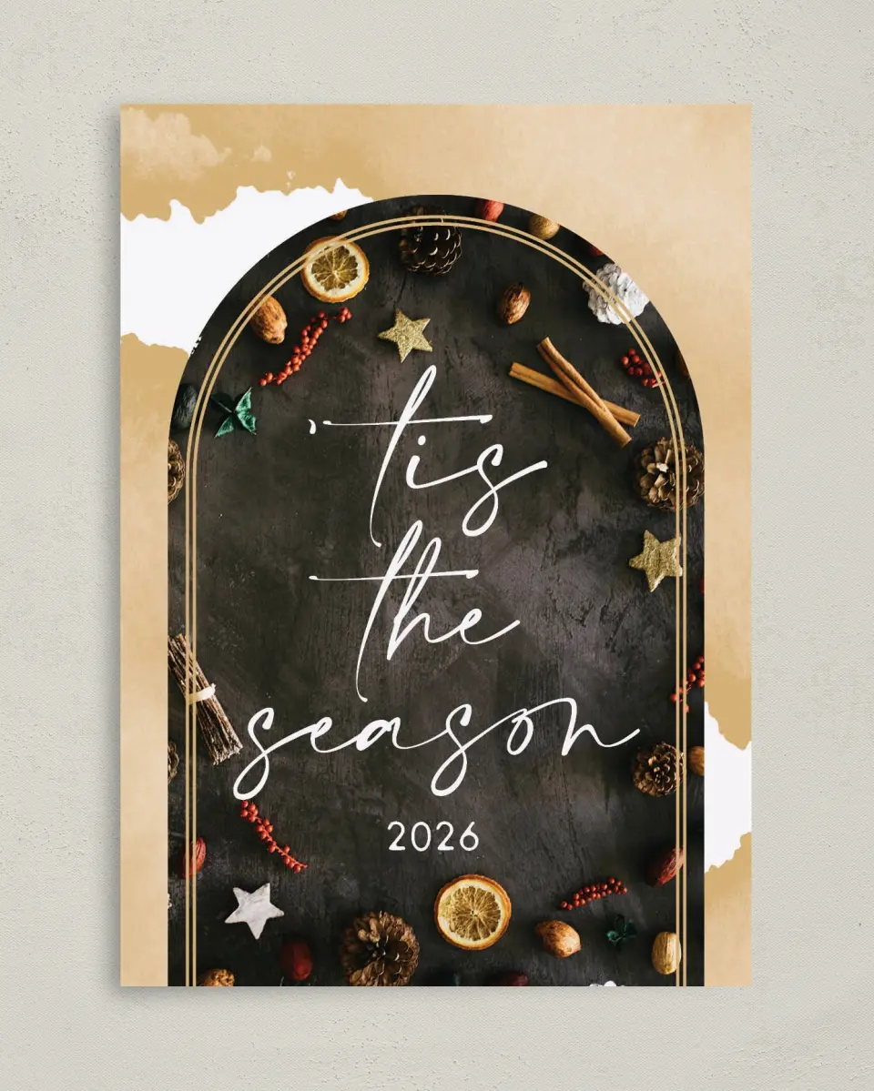This is a 5" x 7" Christmas Card called Seasonal Greeting printed in full color on Premium Smooth paper