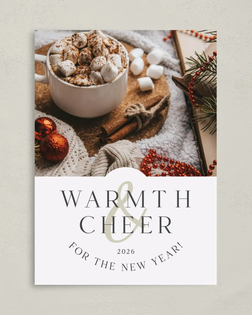 This is a 5" x 7" Christmas Card called Warm and Cherry Holiday printed in full color on Premium Smooth paper