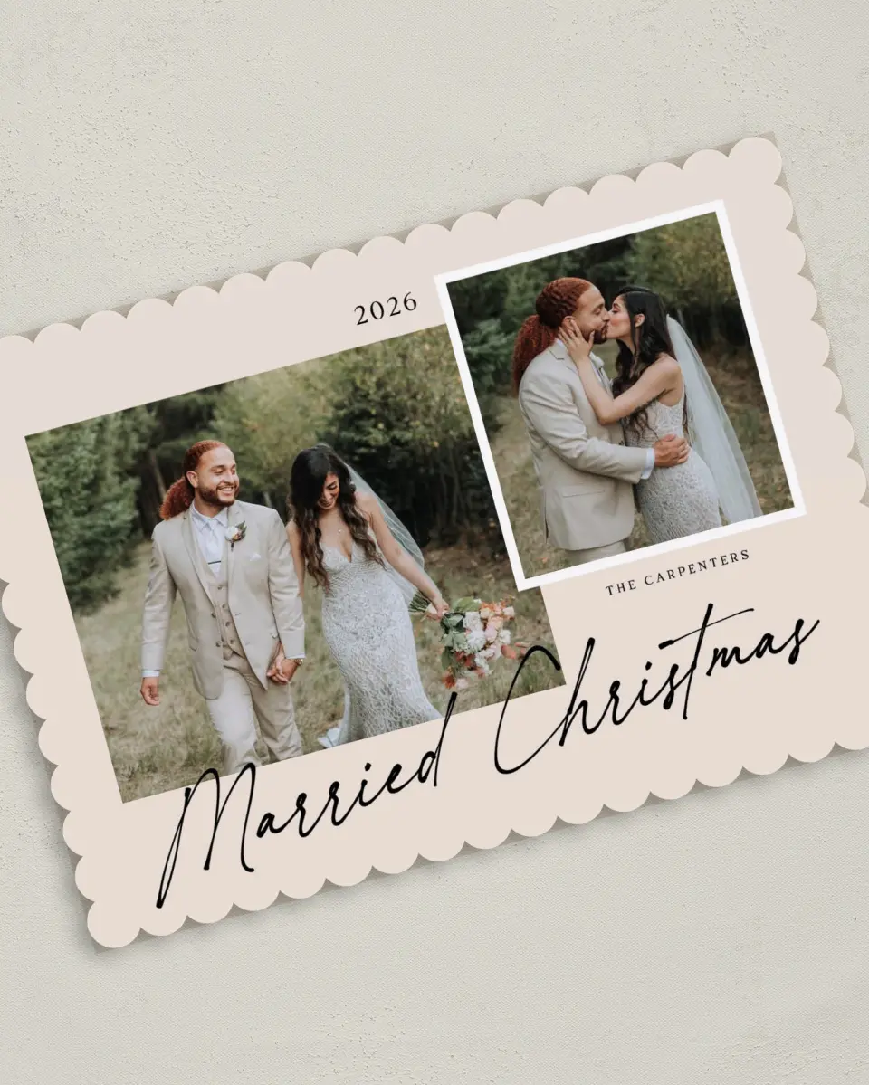 This is a 5" x 7" Christmas Card called Married Memories printed in full color on Premium Smooth paper on Premium Smooth paper on Premium Smooth paper