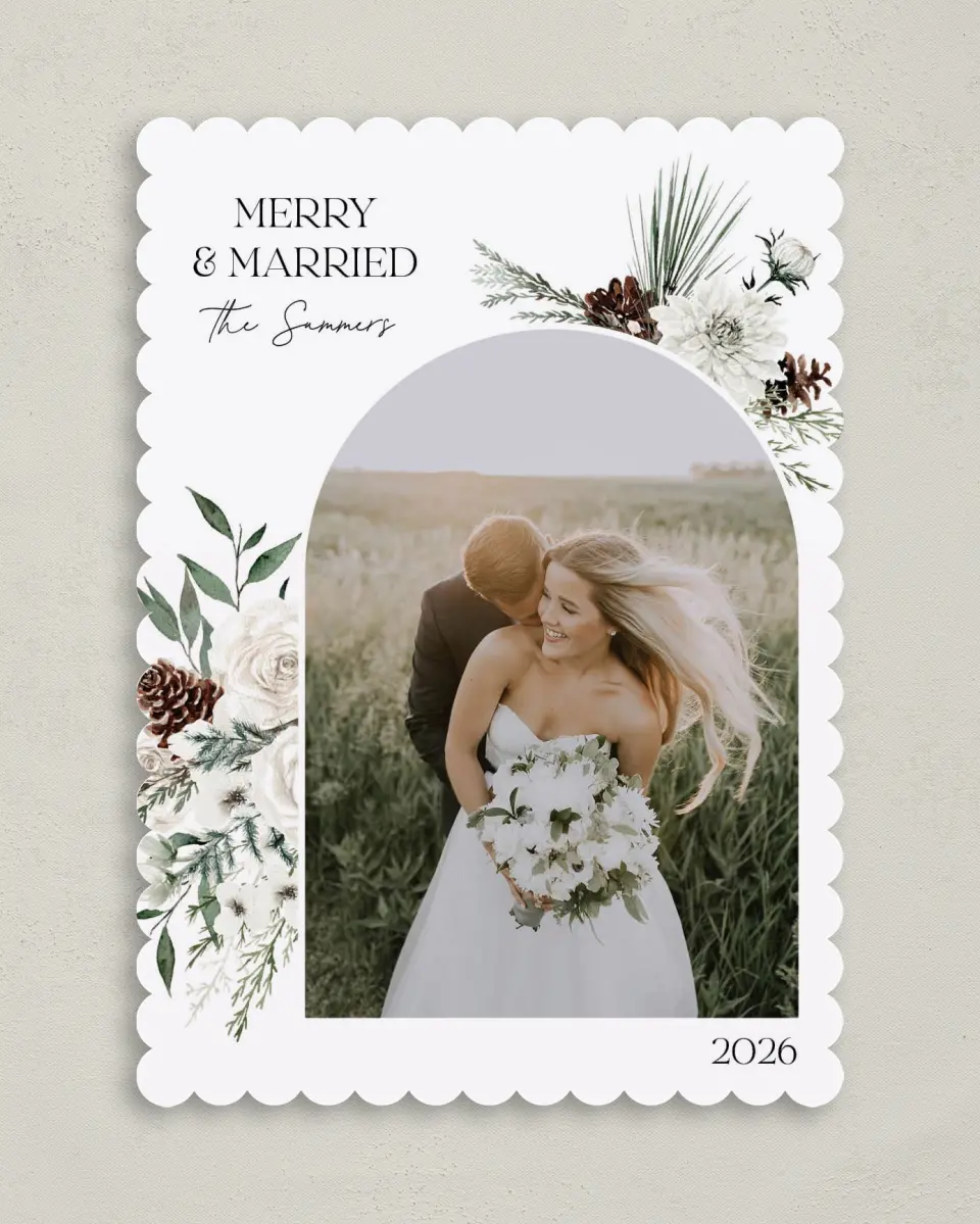 This is a 5" x 7" Christmas Card called Frosted Flower printed in full color on Premium Smooth paper on Premium Smooth paper on Premium Smooth paper