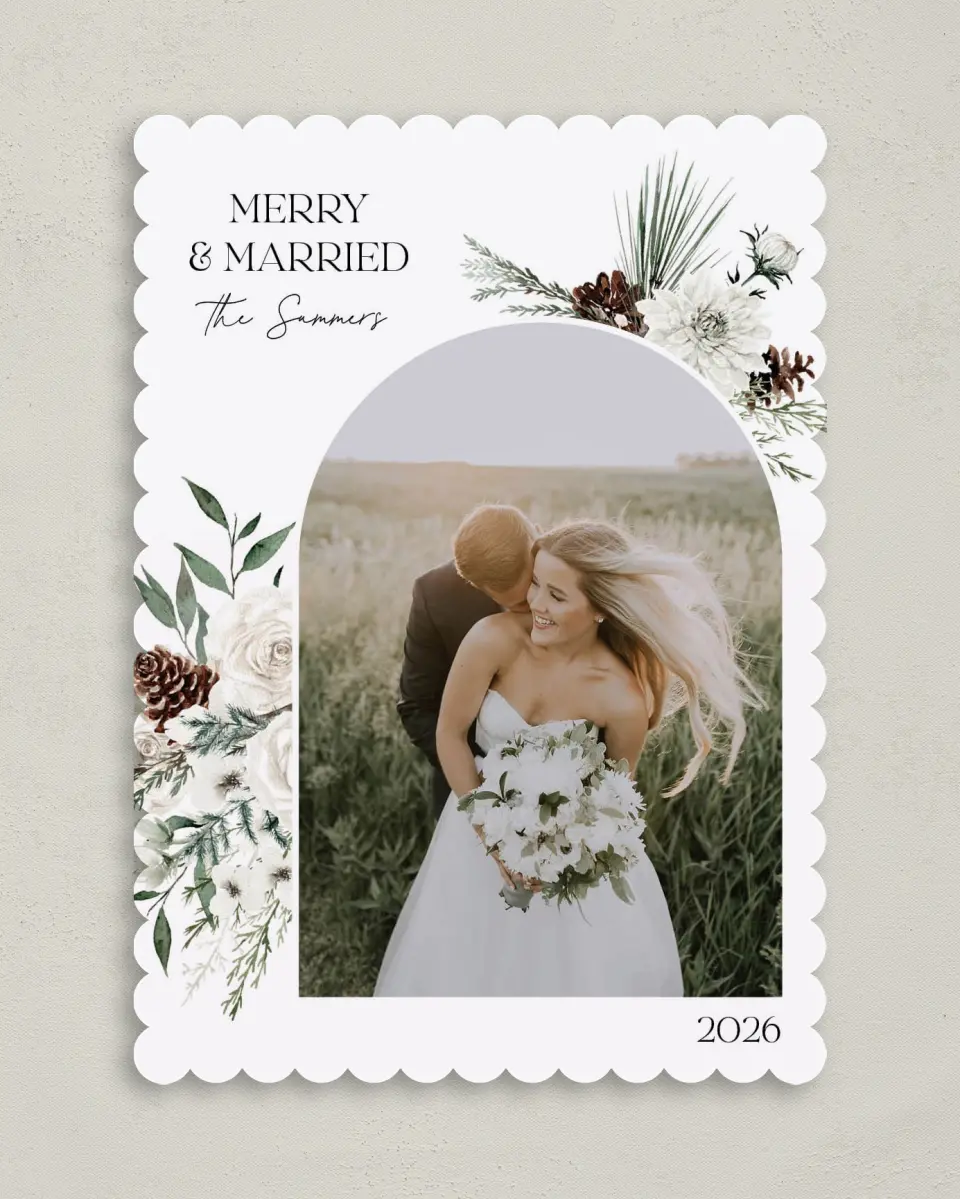 This is a 5" x 7" Christmas Card called Frosted Flower printed in full color on Premium Smooth paper on Premium Smooth paper on Premium Smooth paper