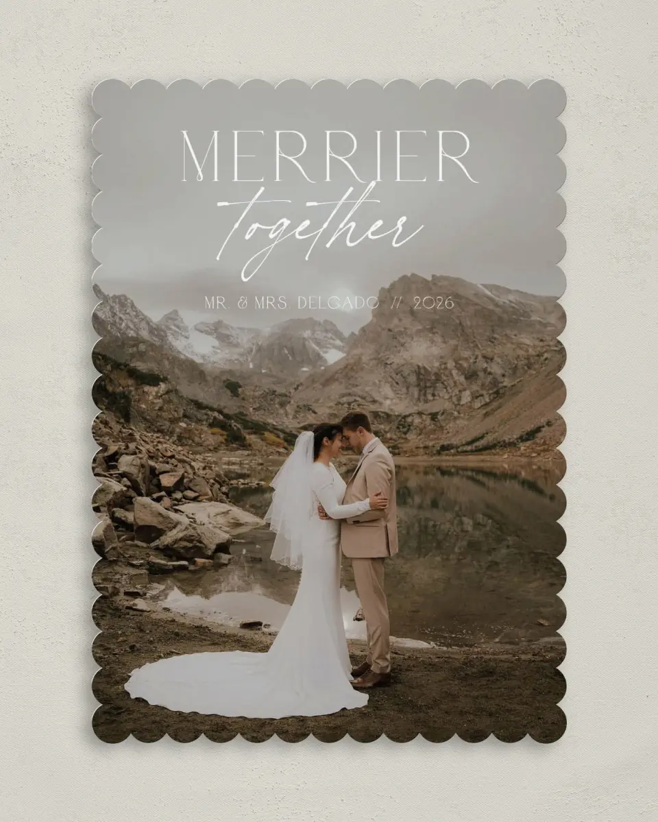 This is a 5" x 7" Christmas Card called Together Tidings printed in full color on Premium Smooth paper on Premium Smooth paper on Premium Smooth paper