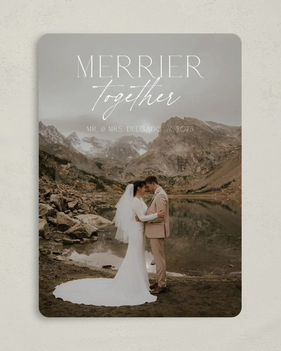 This is a 5" x 7" Christmas Card called Together Tidings printed in full color on Premium Smooth paper