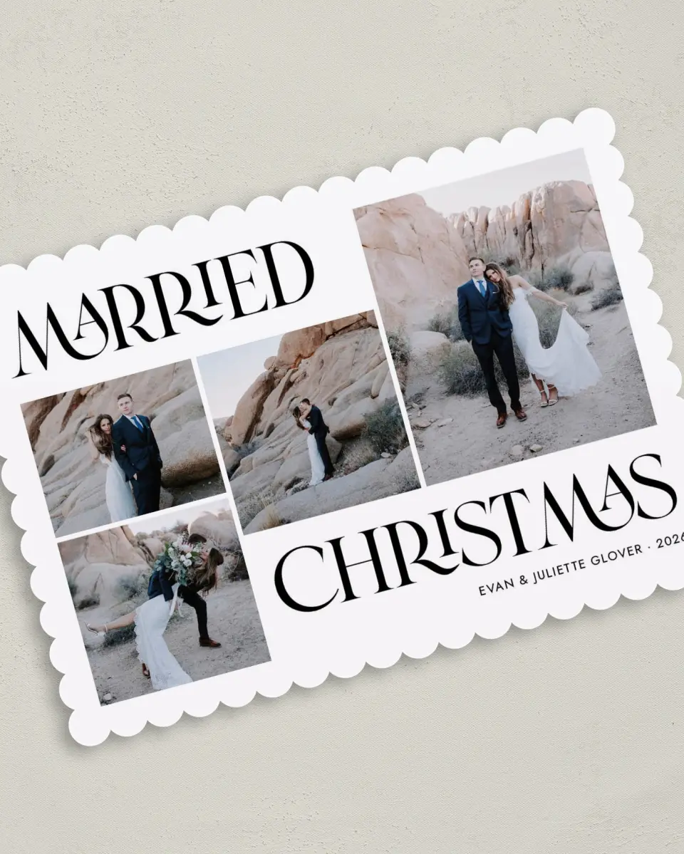This is a 5" x 7" Christmas Card called Married Christmas printed in full color on Premium Smooth paper on Premium Smooth paper on Premium Smooth paper