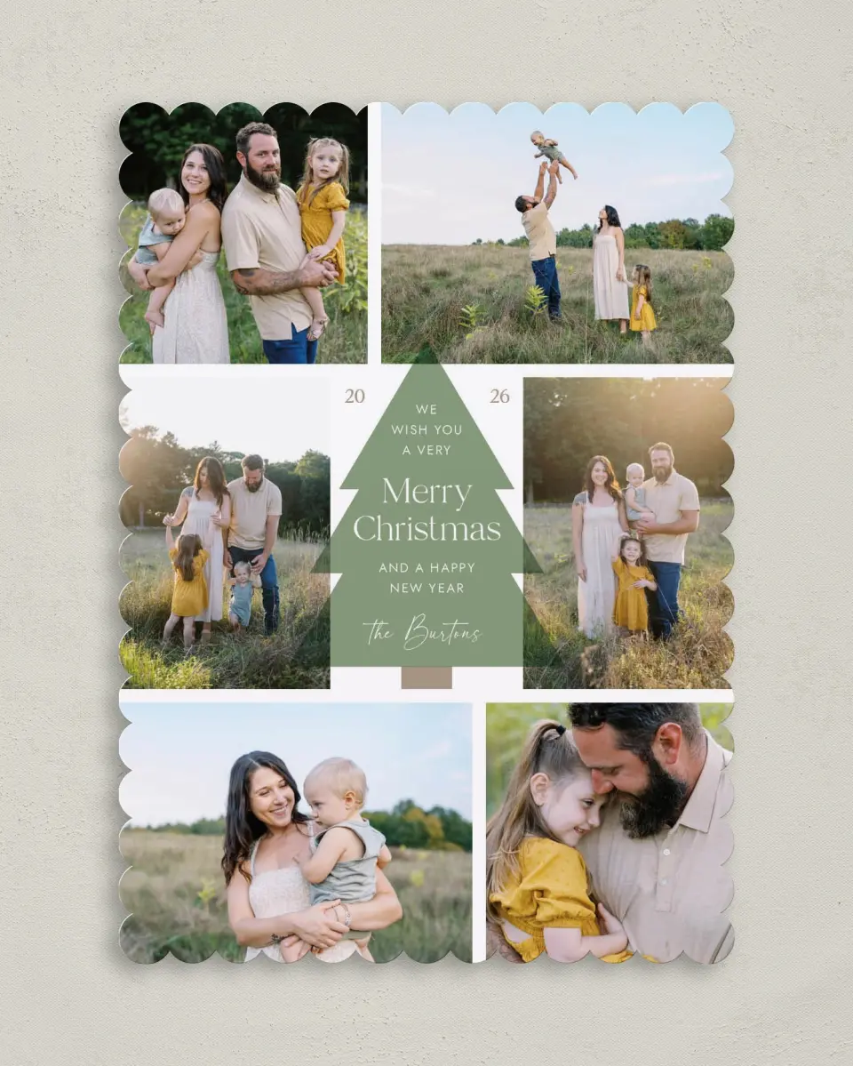 This is a 5" x 7" Christmas Card called Tranquil Tree printed in full color on Premium Smooth paper on Premium Smooth paper on Premium Smooth paper