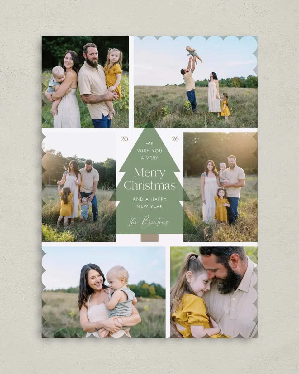 This is a 5" x 7" Christmas Card called Tranquil Tree printed in full color on Premium Smooth paper on Premium Smooth paper on Premium Smooth paper