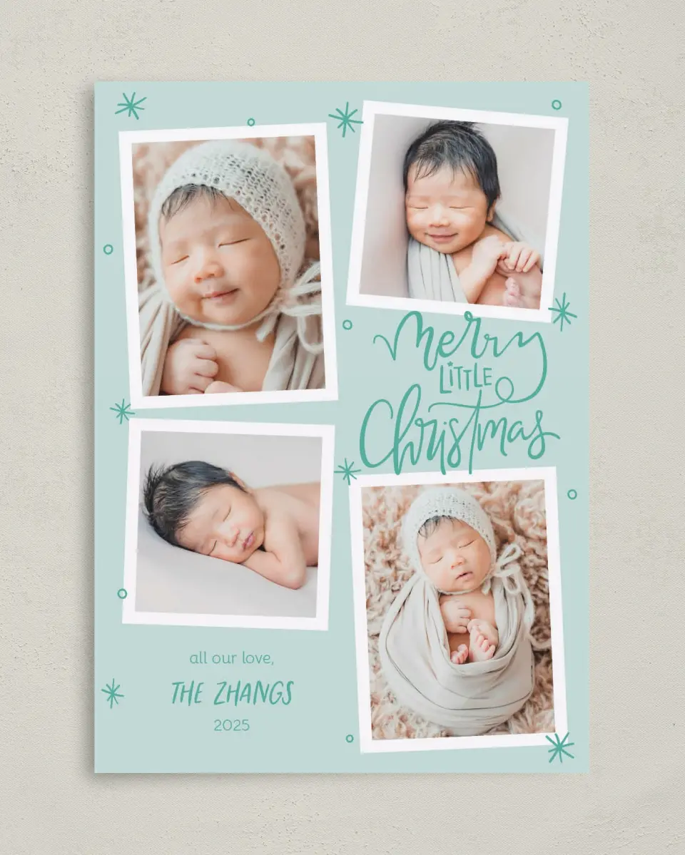 This is a 5" x 7" Christmas Card called Little Christmas printed in full color on Premium Smooth paper