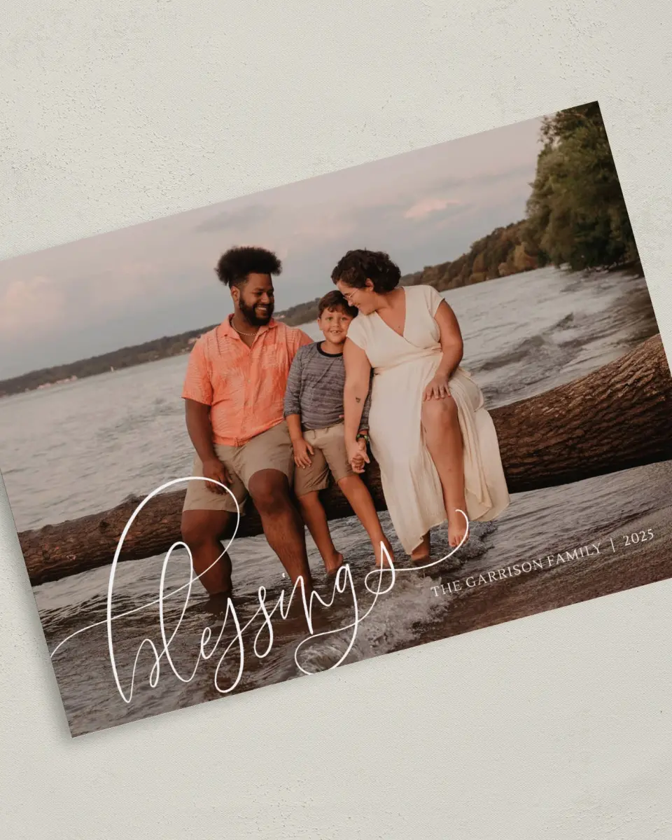 This is a 5" x 7" Christmas Card called Blessings Abound printed in full color on Premium Smooth paper