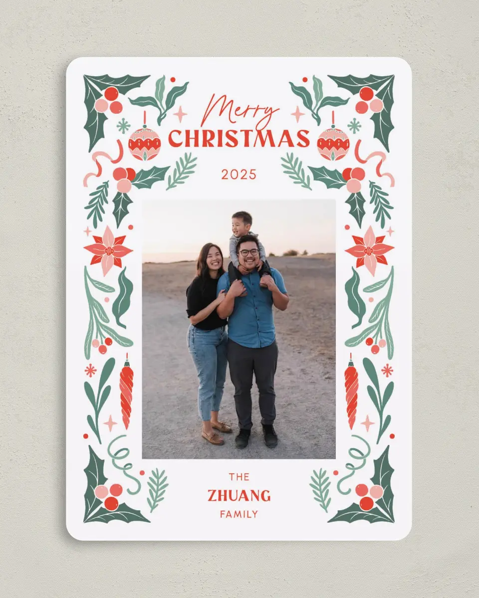 This is a 5" x 7" Christmas Card called Dash of Magic printed in full color on Premium Smooth paper