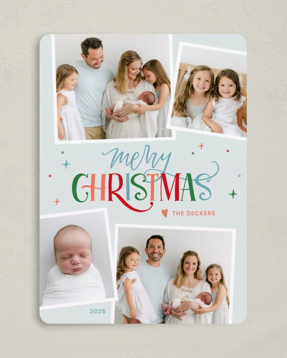 This is a 5" x 7" Christmas Card called Whimsical Wishes printed in full color on Premium Smooth paper