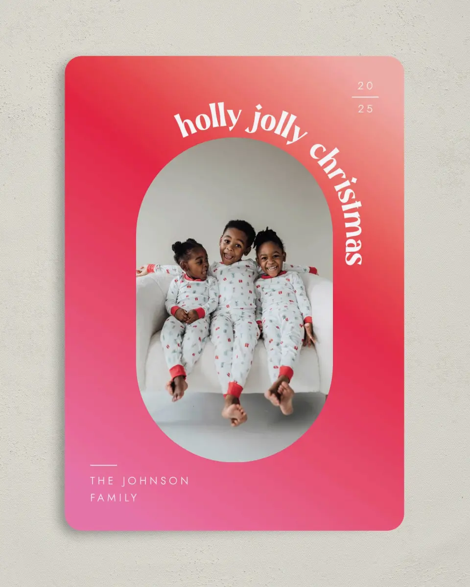 This is a 5" x 7" Christmas Card called Jolly Gradient printed in full color on Premium Smooth paper