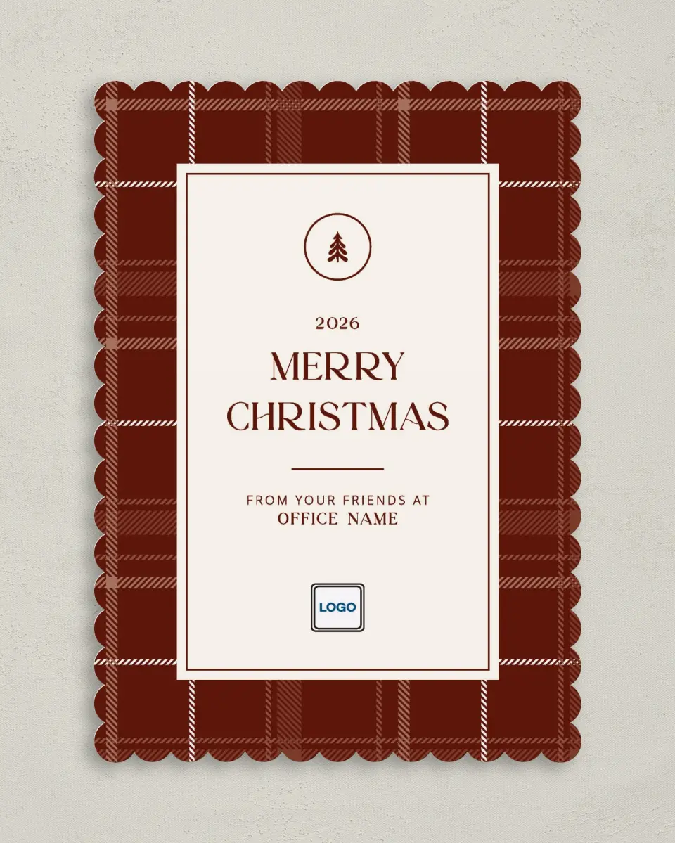 This is a 5" x 7" Christmas Card called Border Christmas printed in full color on Premium Smooth paper on Premium Smooth paper on Premium Smooth paper