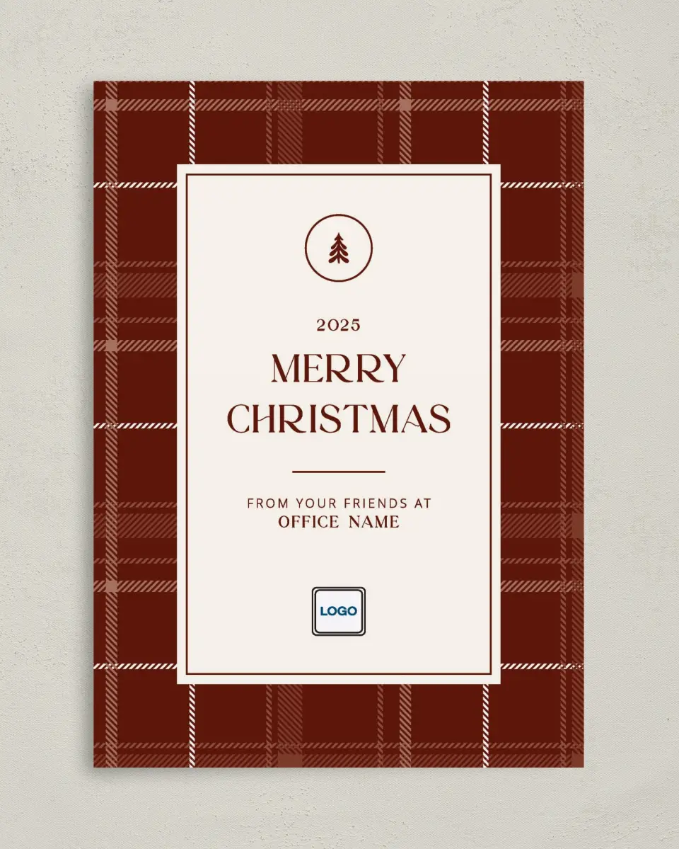 This is a 5" x 7" Christmas Card called Border Christmas printed in full color on Premium Smooth paper