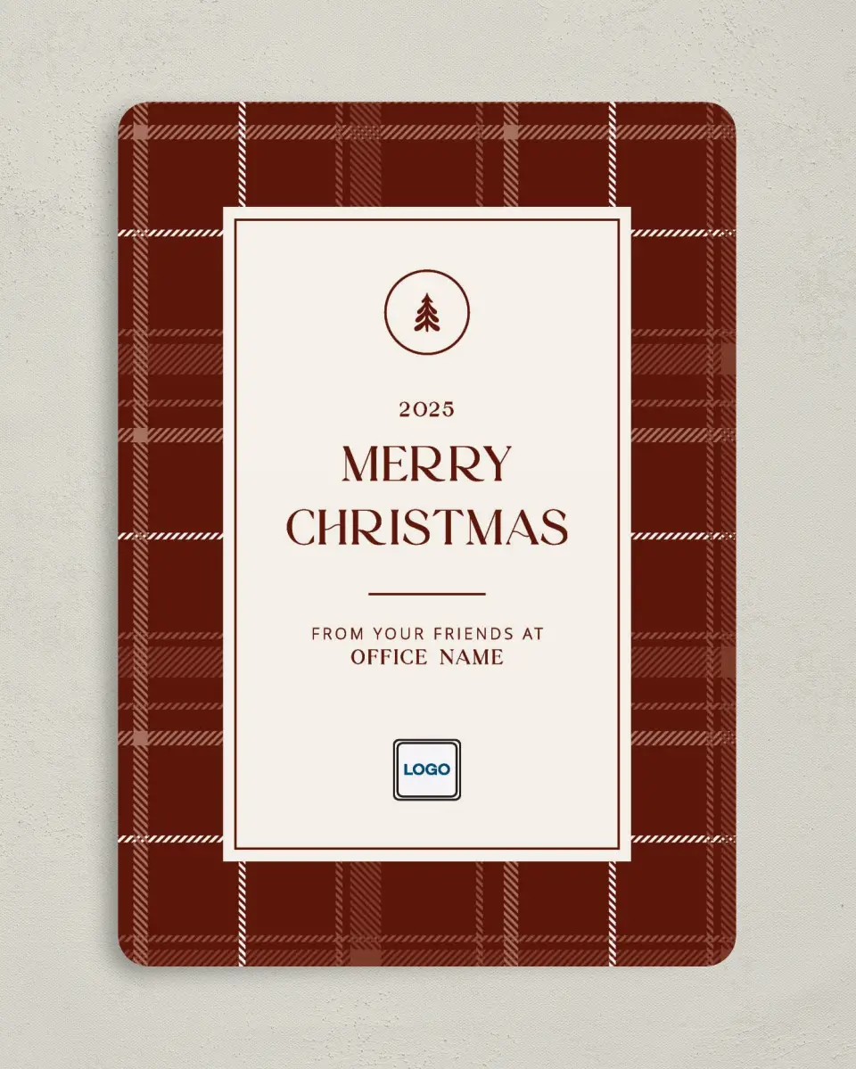 This is a 5" x 7" Christmas Card called Border Christmas printed in full color on Premium Smooth paper