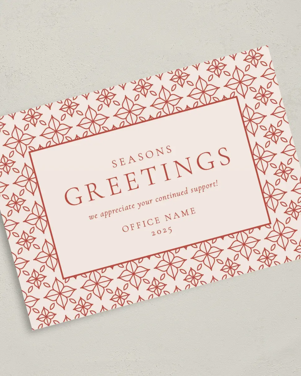 This is a 5" x 7" Christmas Card called Delicate Design printed in full color on Premium Smooth paper