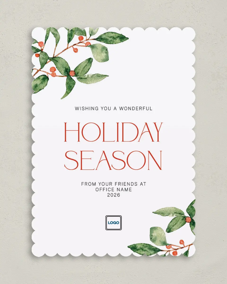 This is a 5" x 7" Christmas Card called Pretty Cheer printed in full color on Premium Smooth paper on Premium Smooth paper on Premium Smooth paper