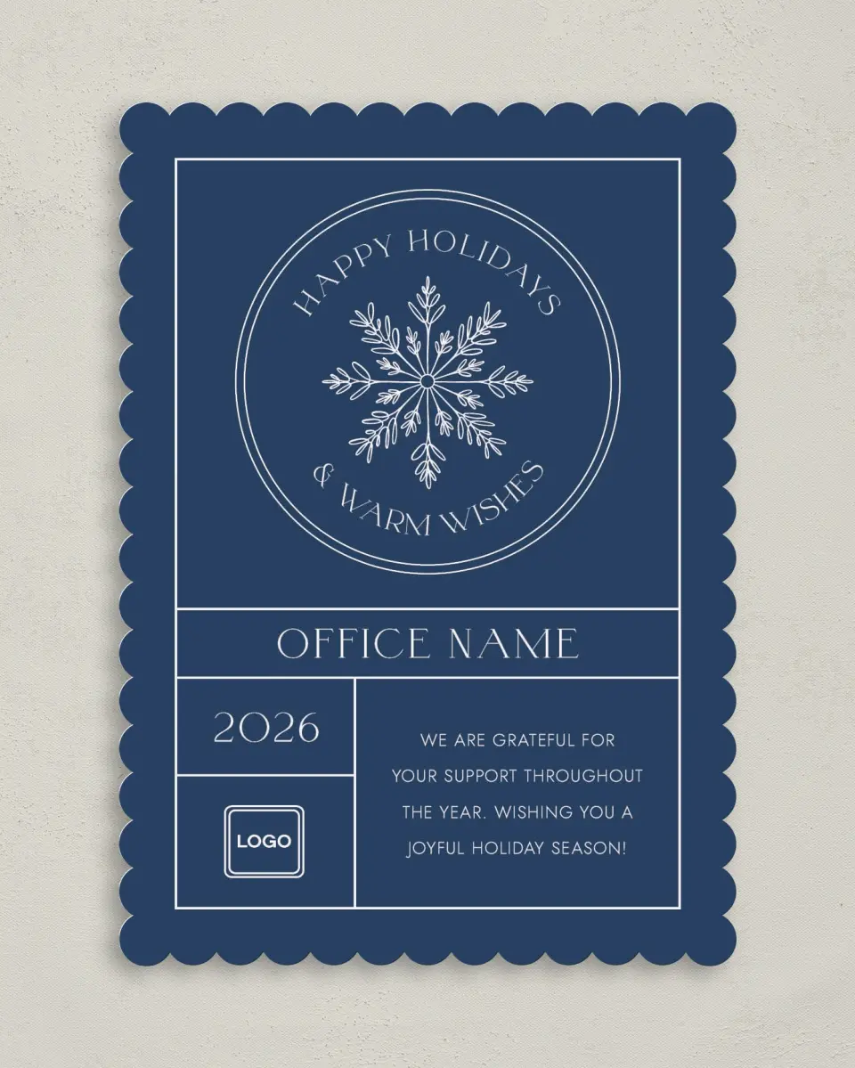 This is a 5" x 7" Christmas Card called Snowflake Christmas printed in full color on Premium Smooth paper on Premium Smooth paper on Premium Smooth paper