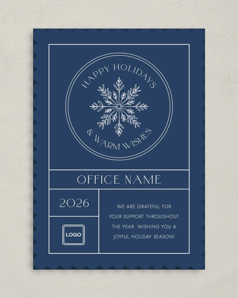 This is a 5" x 7" Christmas Card called Snowflake Christmas printed in full color on Premium Smooth paper on Premium Smooth paper on Premium Smooth paper