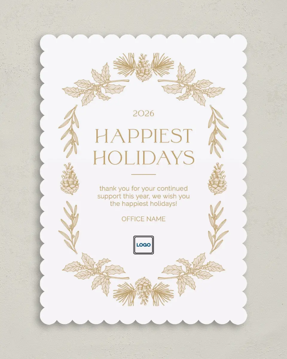 This is a 5" x 7" Christmas Card called Holiday Harvest printed in full color on Premium Smooth paper on Premium Smooth paper on Premium Smooth paper