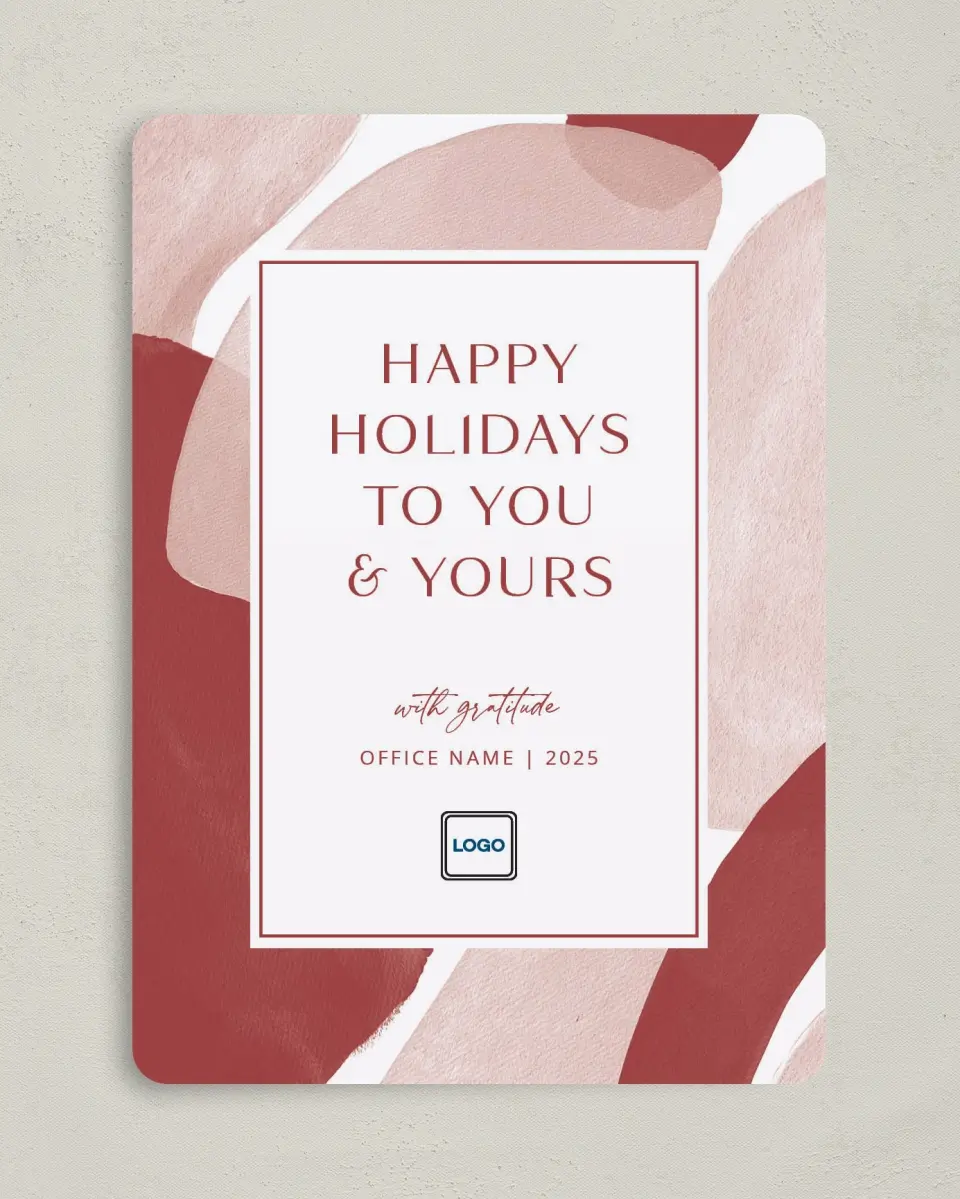 This is a 5" x 7" Christmas Card called Splash of Cheer printed in full color on Premium Smooth paper