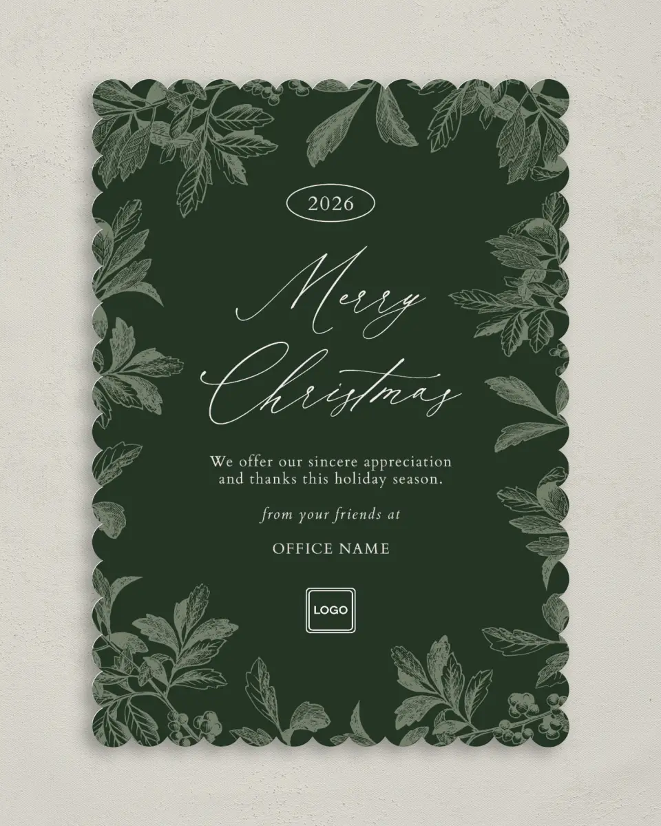 This is a 5" x 7" Christmas Card called Sophisticated Christmas printed in full color on Premium Smooth paper on Premium Smooth paper on Premium Smooth paper