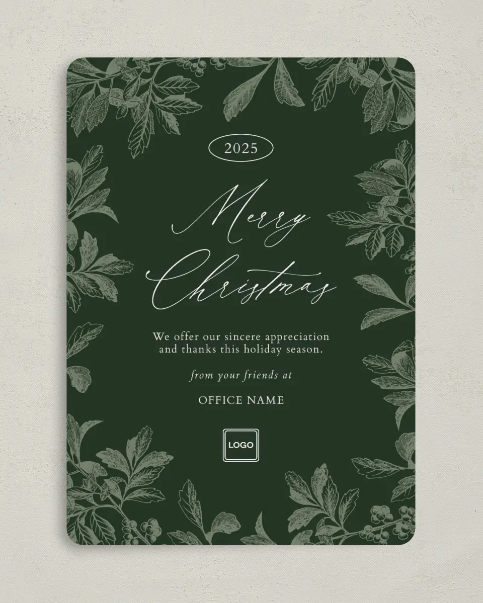 This is a 5" x 7" Christmas Card called Sophisticated Christmas printed in full color on Premium Smooth paper