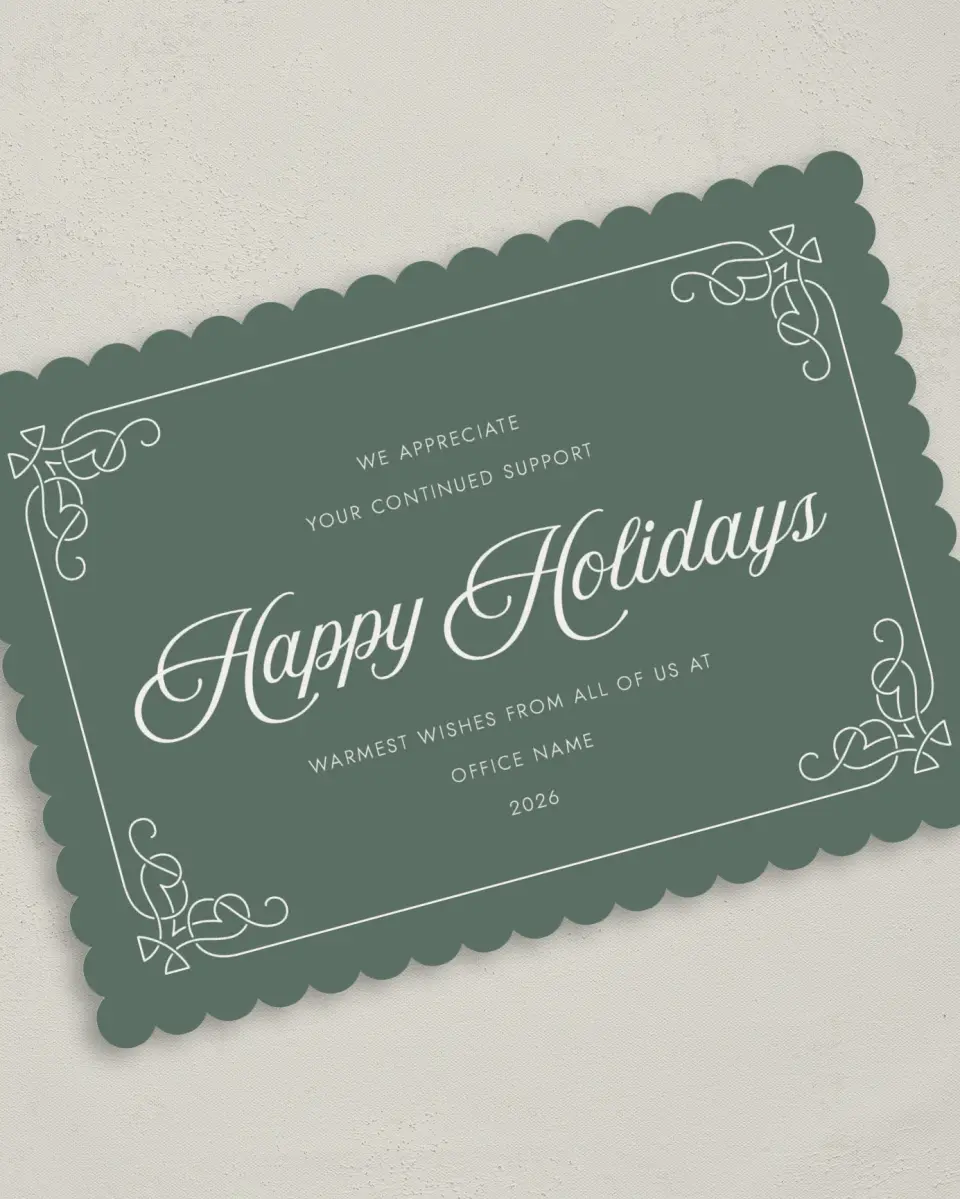 This is a 5" x 7" Christmas Card called Fancy Festivities printed in full color on Premium Smooth paper on Premium Smooth paper on Premium Smooth paper