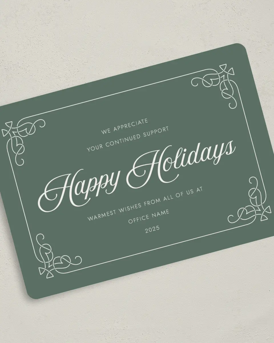This is a 5" x 7" Christmas Card called Fancy Festivities printed in full color on Premium Smooth paper