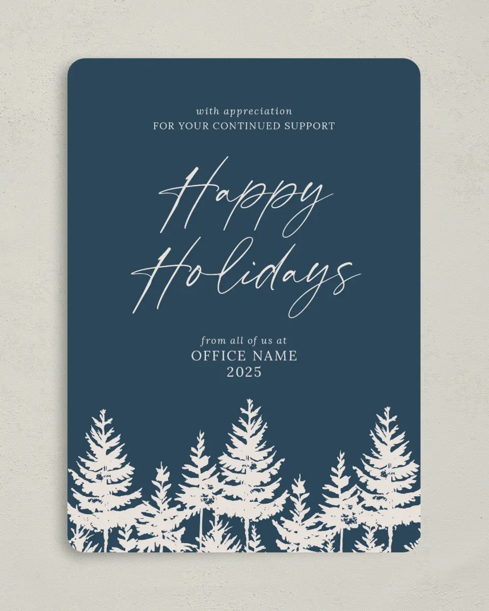 This is a 5" x 7" Christmas Card called Silhouette Solstice printed in full color on Premium Smooth paper
