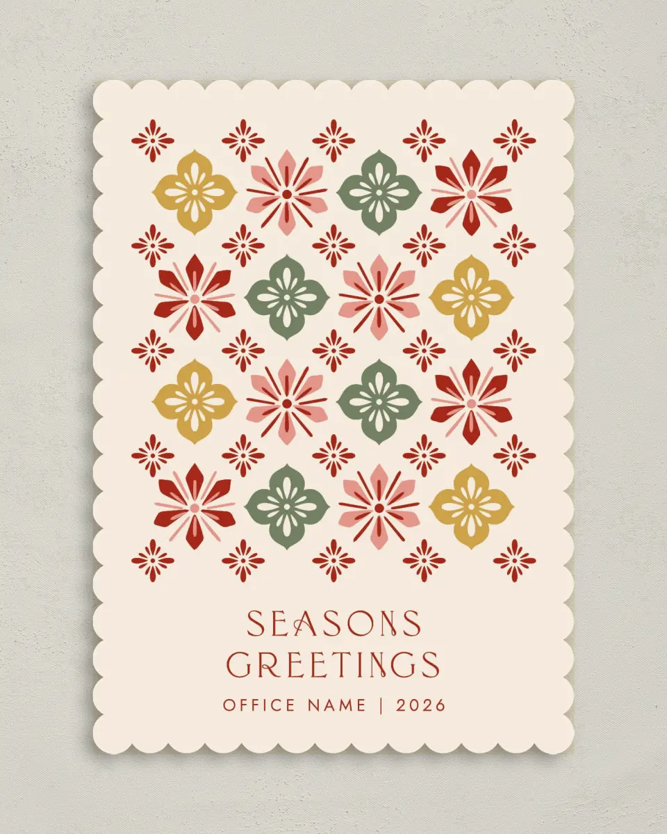 This is a 5" x 7" Christmas Card called Pattern of Peace printed in full color on Premium Smooth paper on Premium Smooth paper on Premium Smooth paper