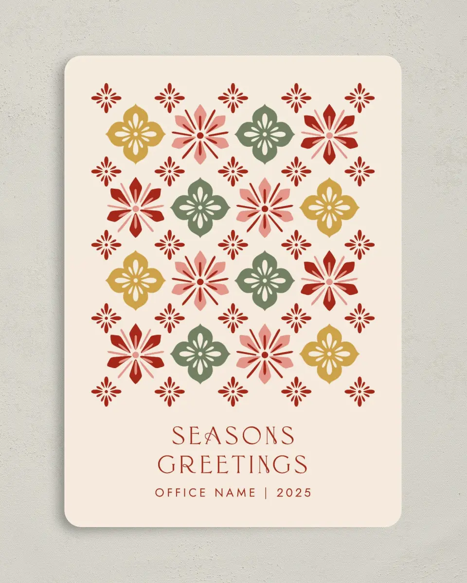 This is a 5" x 7" Christmas Card called Pattern of Peace printed in full color on Premium Smooth paper