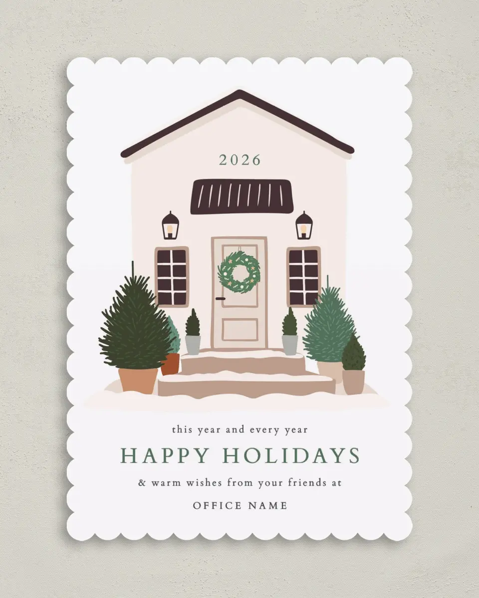 This is a 5" x 7" Christmas Card called Home for Christmas printed in full color on Premium Smooth paper on Premium Smooth paper on Premium Smooth paper