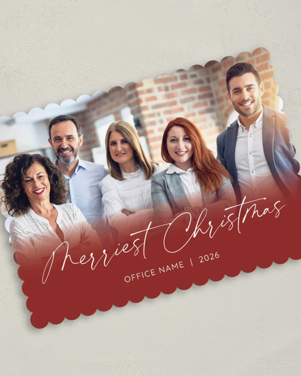 This is a 5" x 7" Christmas Card called Our Family To Yours printed in full color on Premium Smooth paper on Premium Smooth paper on Premium Smooth paper