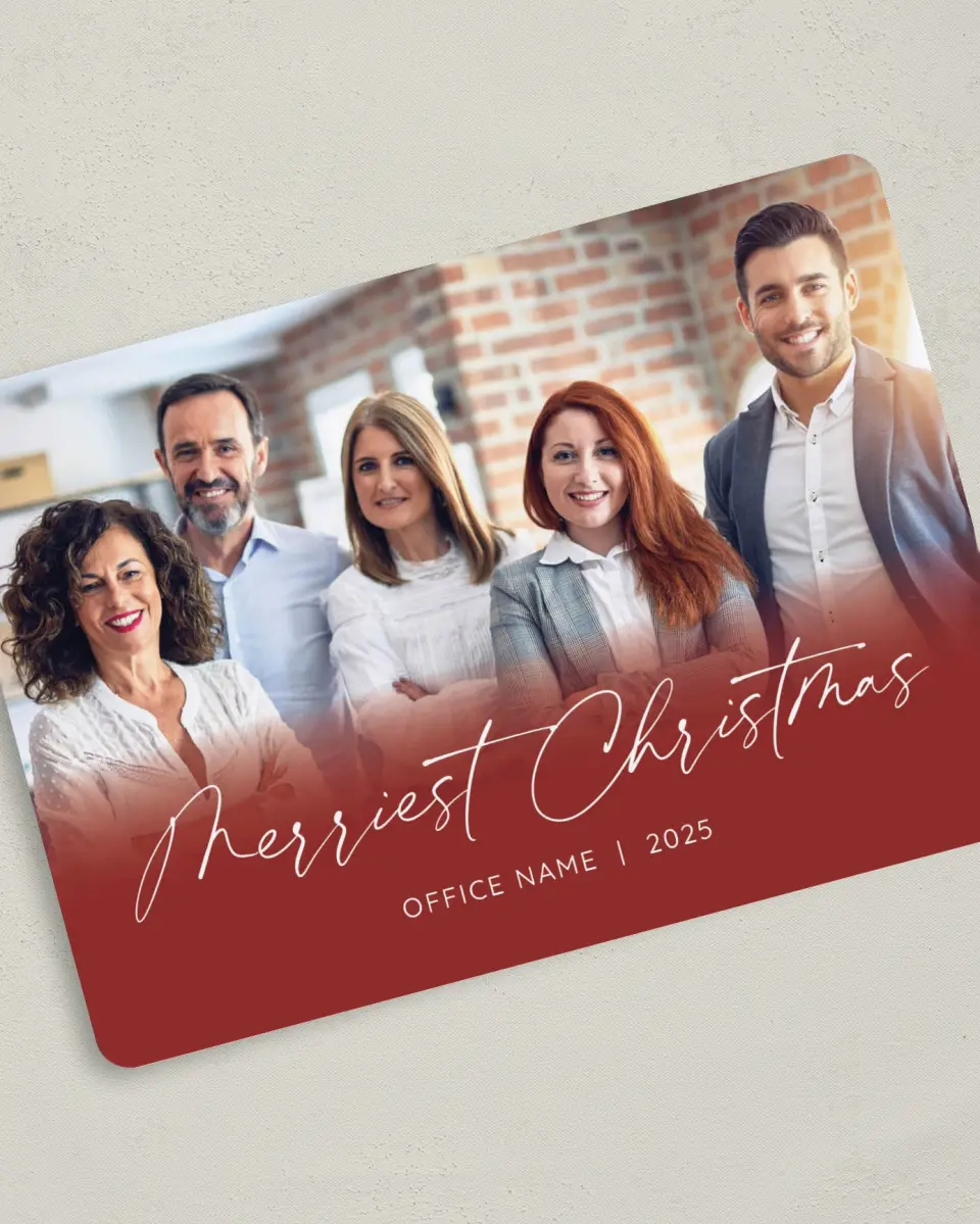 This is a 5" x 7" Christmas Card called Our Family To Yours printed in full color on Premium Smooth paper