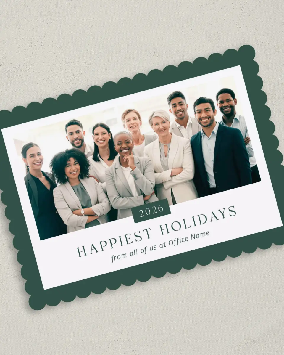 This is a 5" x 7" Christmas Card called Team Christmas printed in full color on Premium Smooth paper on Premium Smooth paper on Premium Smooth paper