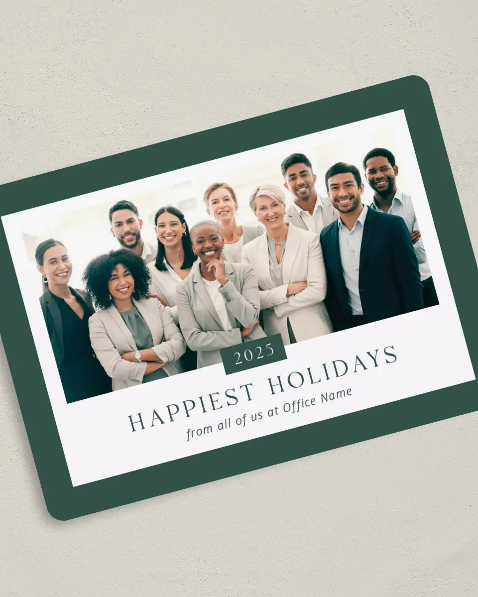 This is a 5" x 7" Christmas Card called Team Christmas printed in full color on Premium Smooth paper