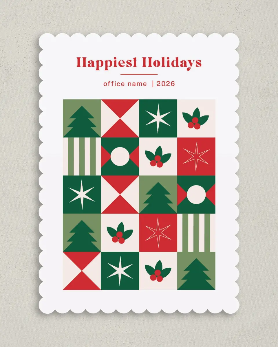 This is a 5" x 7" Christmas Card called Quilted Nativity printed in full color on Premium Smooth paper on Premium Smooth paper on Premium Smooth paper