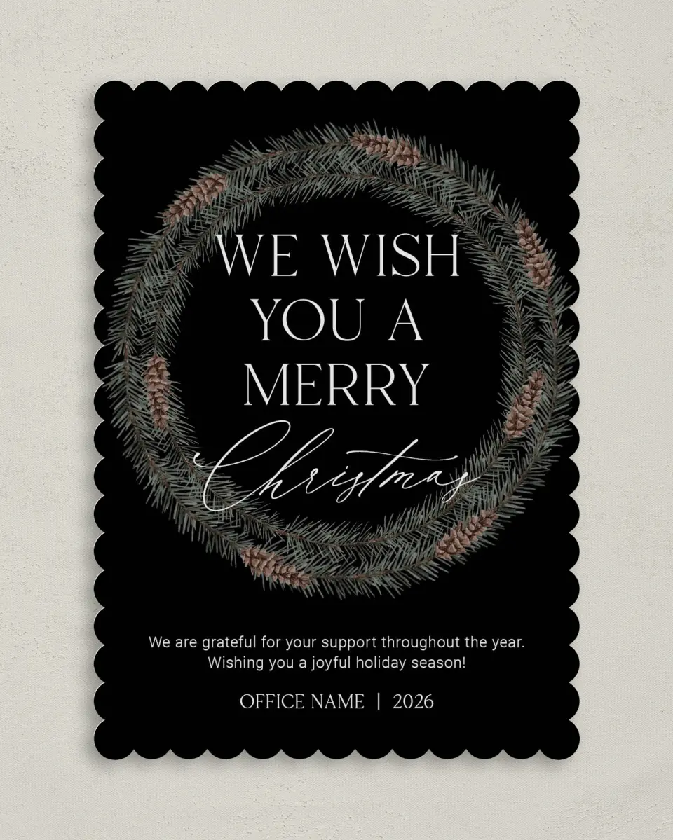 This is a 5" x 7" Christmas Card called Wishful Christmas printed in full color on Premium Smooth paper on Premium Smooth paper on Premium Smooth paper